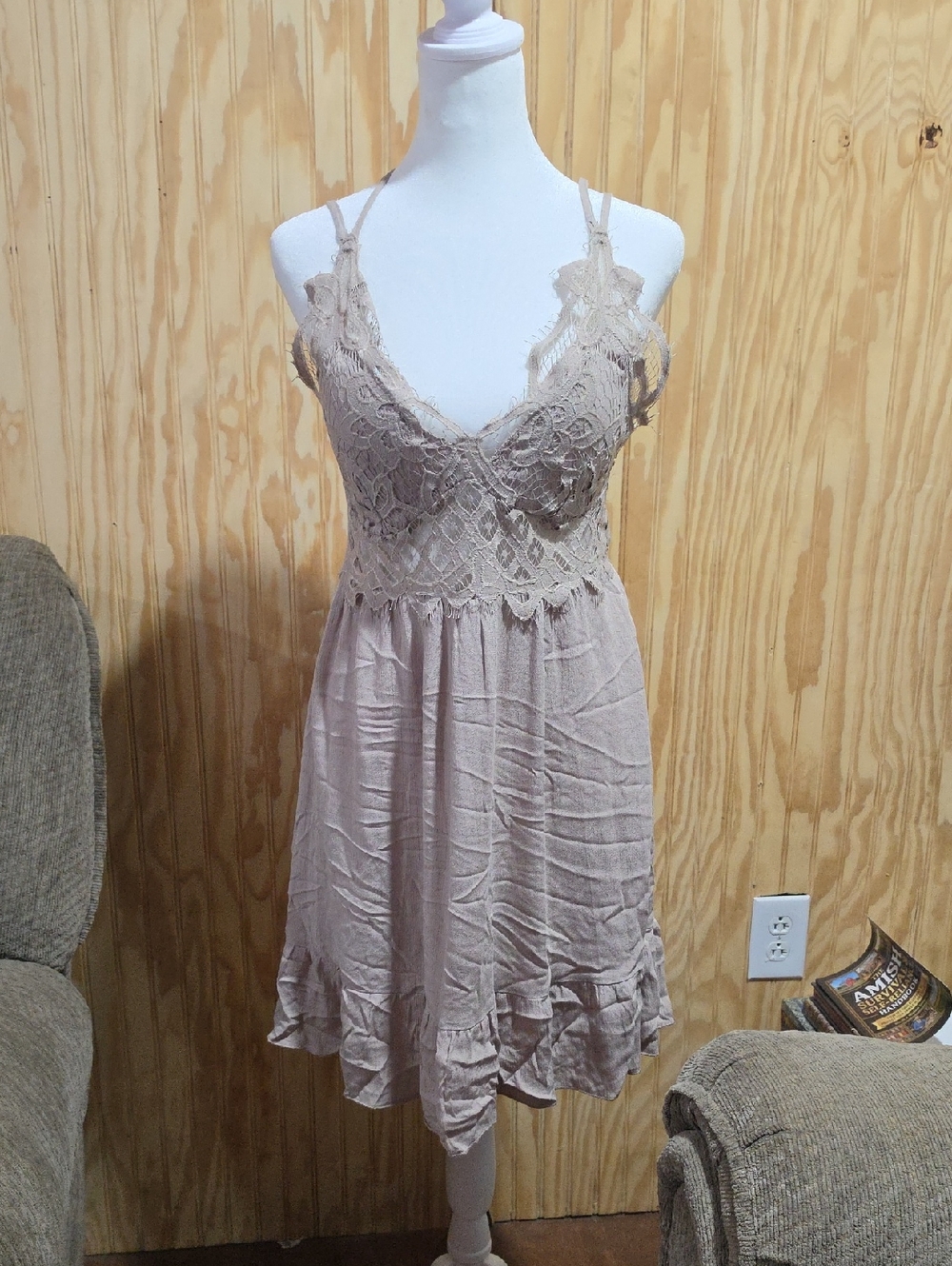Justify Lace Bodice Slip Dress in Taupe
